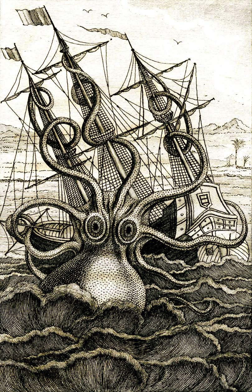 巨型章鱼，约 1802 年（雕刻） 作者 法语学校