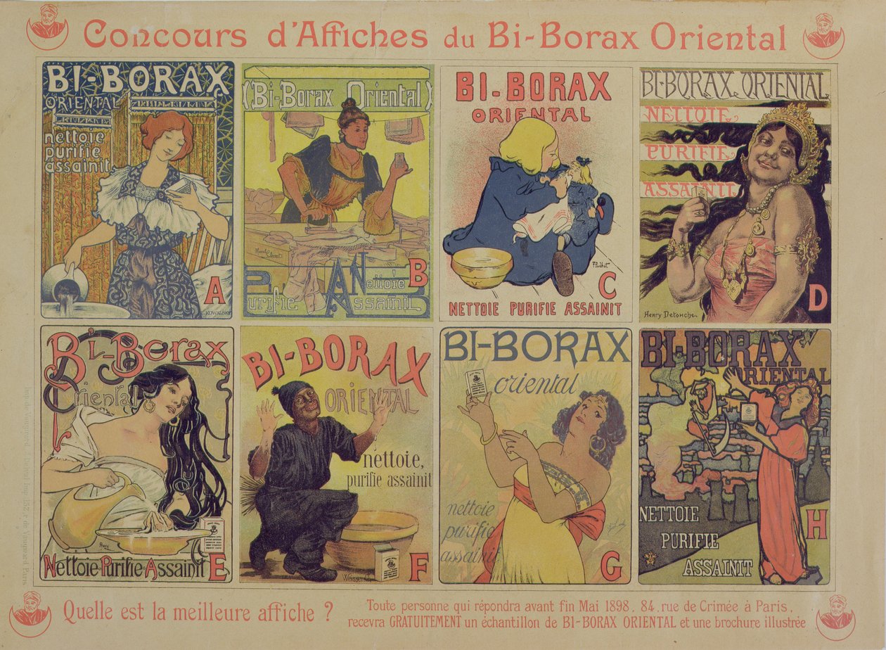 竞争最佳海报广告法国清洁剂Bi-Borax Oriental，1898 作者 法语学校