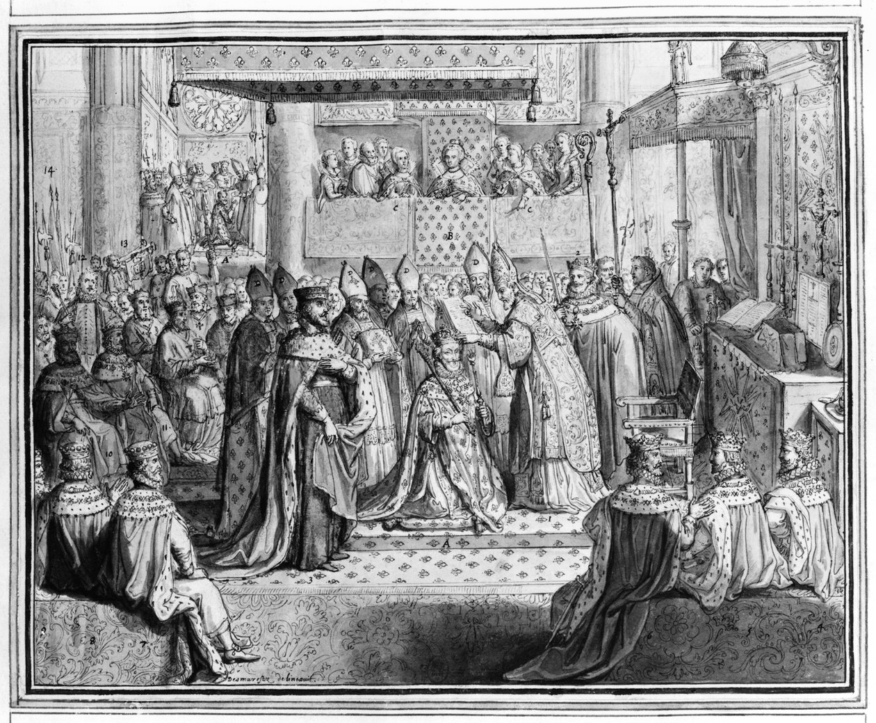 1594年1月27日，16世纪晚期（详情）参见沙特尔大教堂的亨利四世（1553-1610）的奉献和加冕礼（另见207725） 作者 法语学校