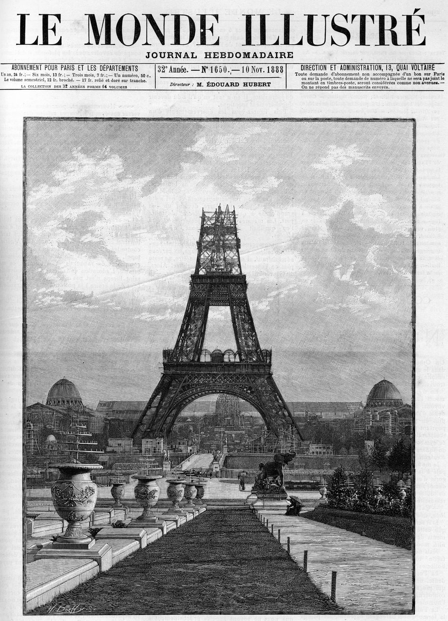1888年在巴黎建造埃菲尔铁塔（176米）。 作者 法语学校