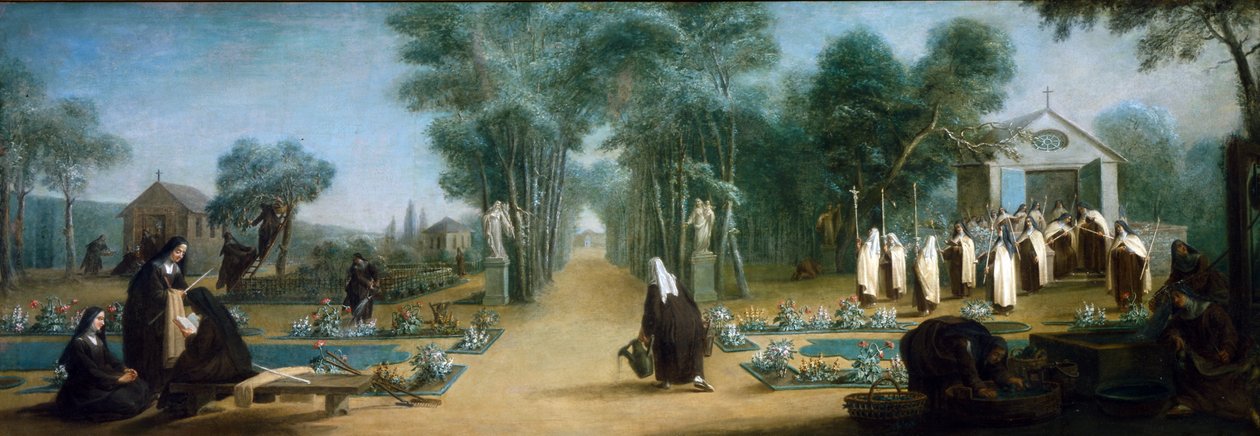 Convent garden and shrine, France, c.1870 作者 法语学校