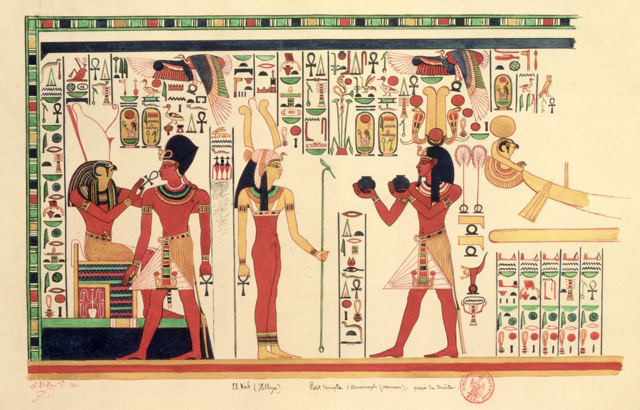 1841年在El Kab（Elethya）的Amenophis III神庙壁画的复制品 作者 法语学校