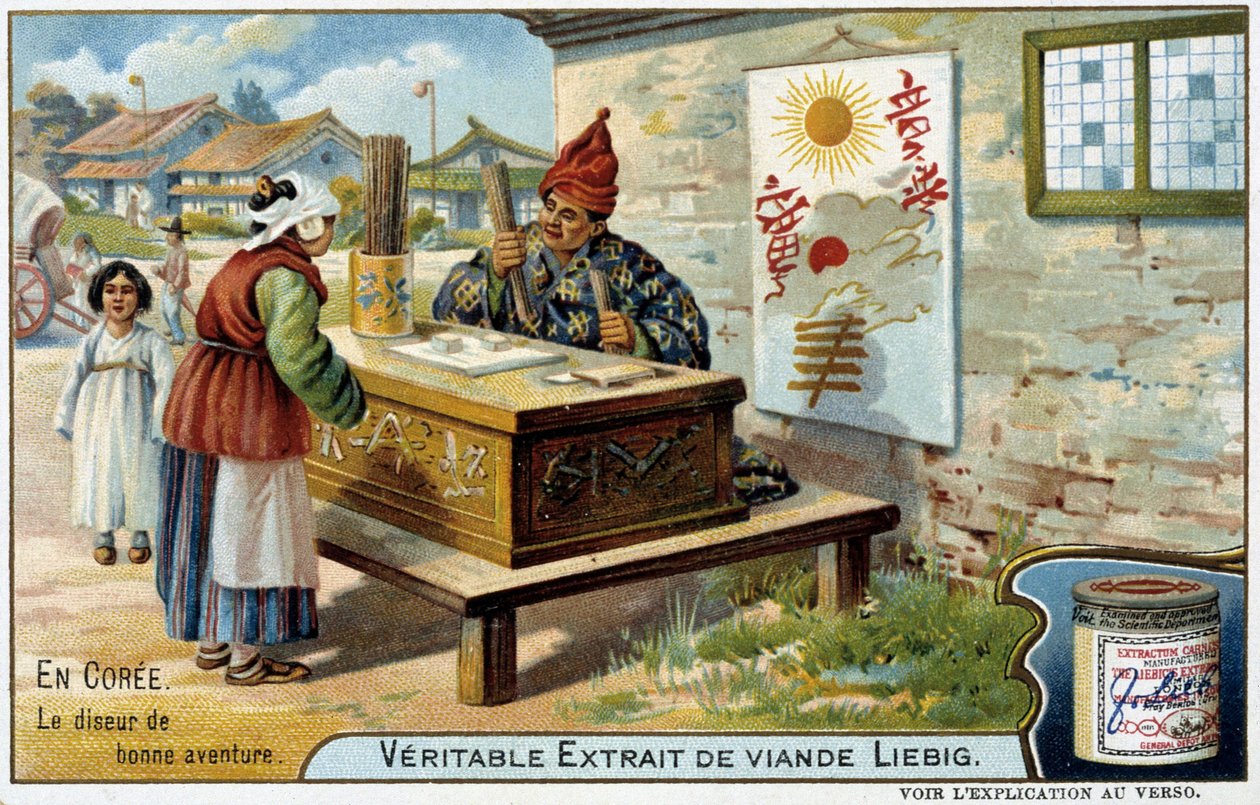 Coree: the fortune teller - chromo. Liébig, v.1900 作者 法语学校