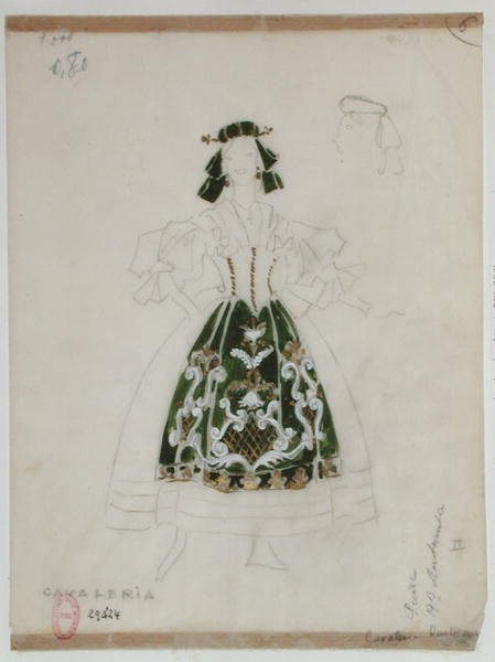 歌剧Cavalleria Rusticana的服装设计作者：Pietro Mascagni（1863-1945）（纸和铅笔） 作者 法语学校