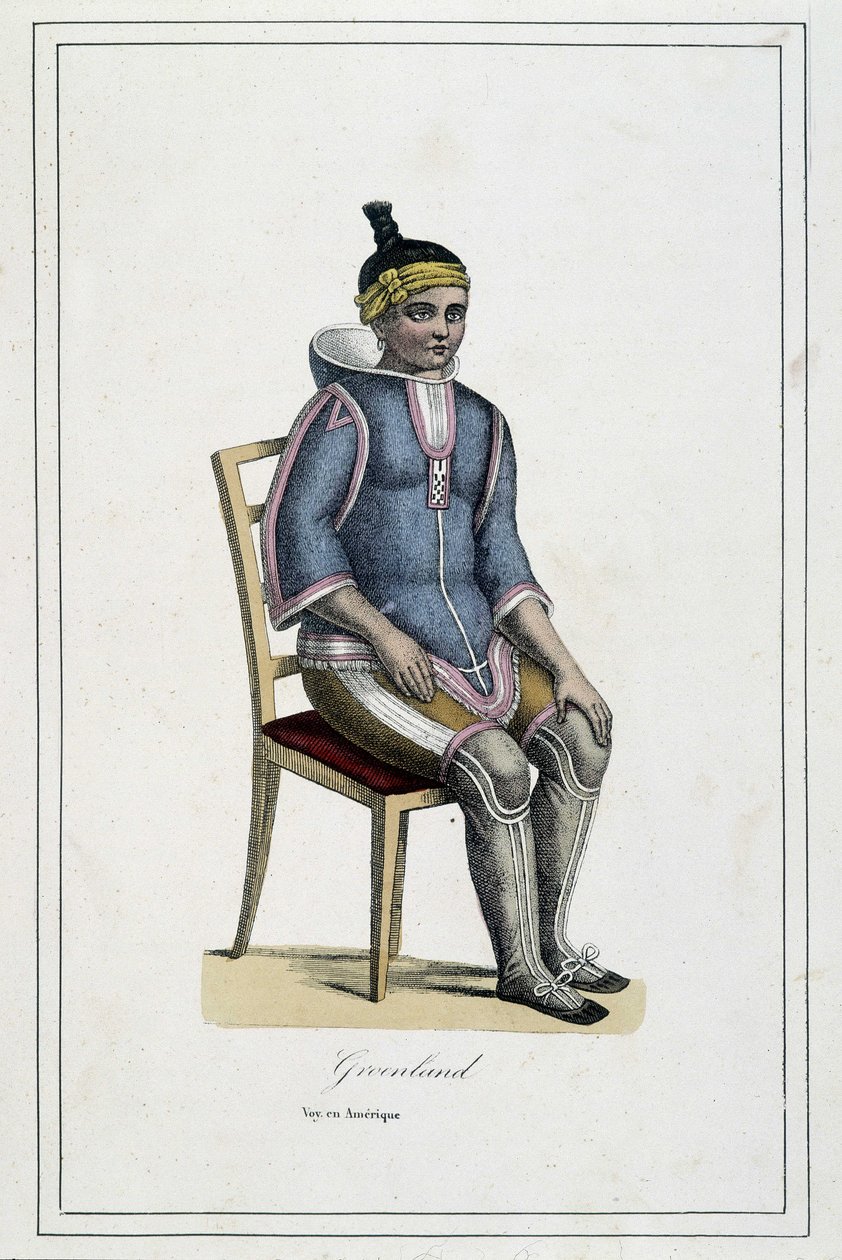 格陵兰岛的服装--载于Abbé Paul Jouhanneaud的 "旅行专辑，地球上的人民"，Librairie des Bons Livres, Limoges。 作者 法语学校