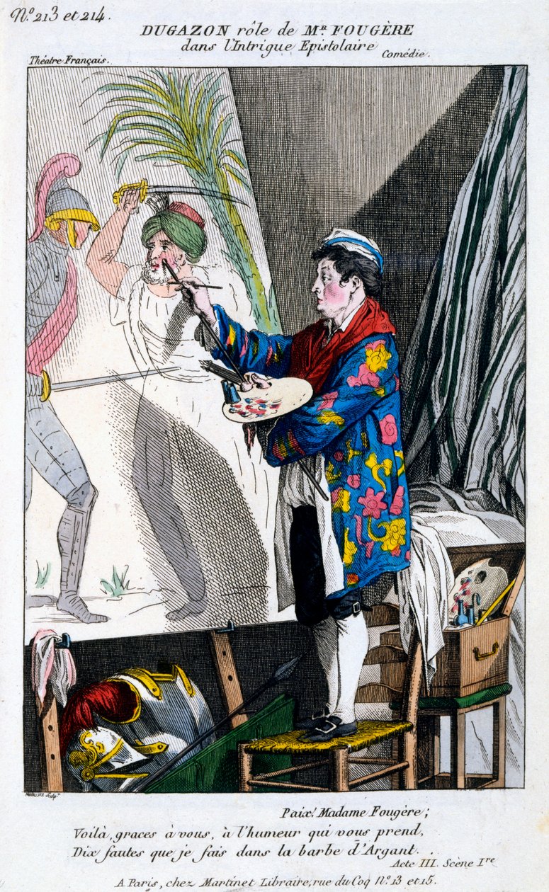 Dugazon扮演MonsieurFougère在L&39;Intrigue Epistolaire中扮演的角色，来自Petite Galerie Dramatique，于1796年出版 作者 法语学校