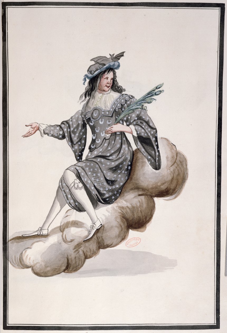 Jean-Baptise Lully（1632-87）为芭蕾舞团演出的夜晚服装由路易十四（1653年2月23日）跳舞（wc在纸面上） 作者 法语学校