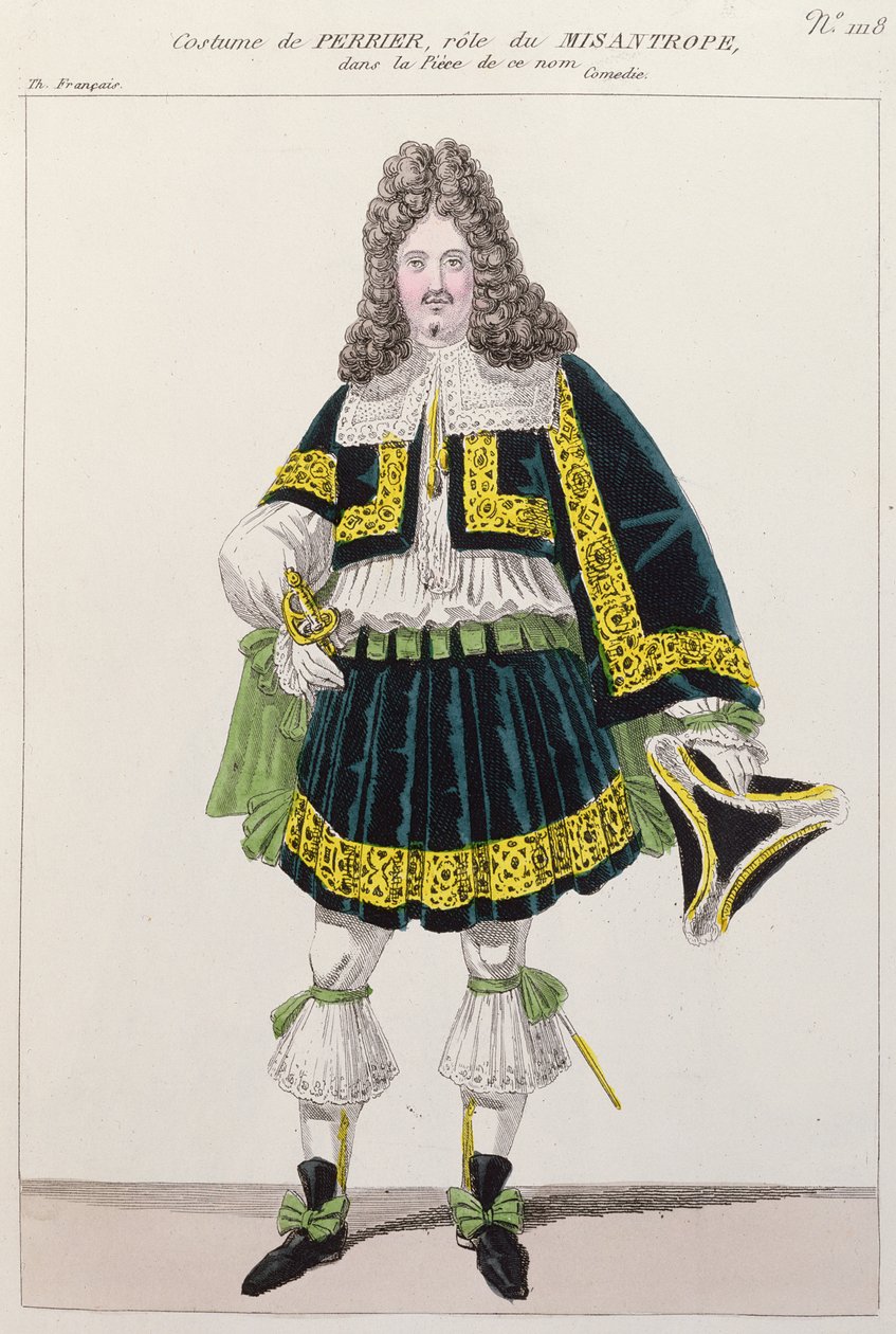 演员Perrier在Le Misanthrope由Moliere穿着的服装（1622-73） 作者 法语学校