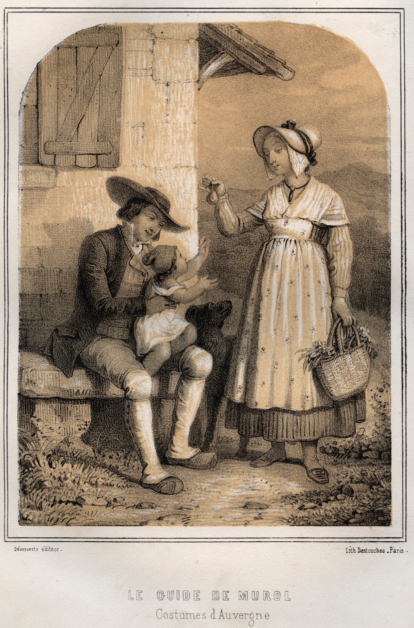 奥弗涅的服装--Murol的指南--MORING MICHEL的 "Les soirees de mon oncle souvenirs et recits de voyages "中的版画--19世纪末 作者 法语学校