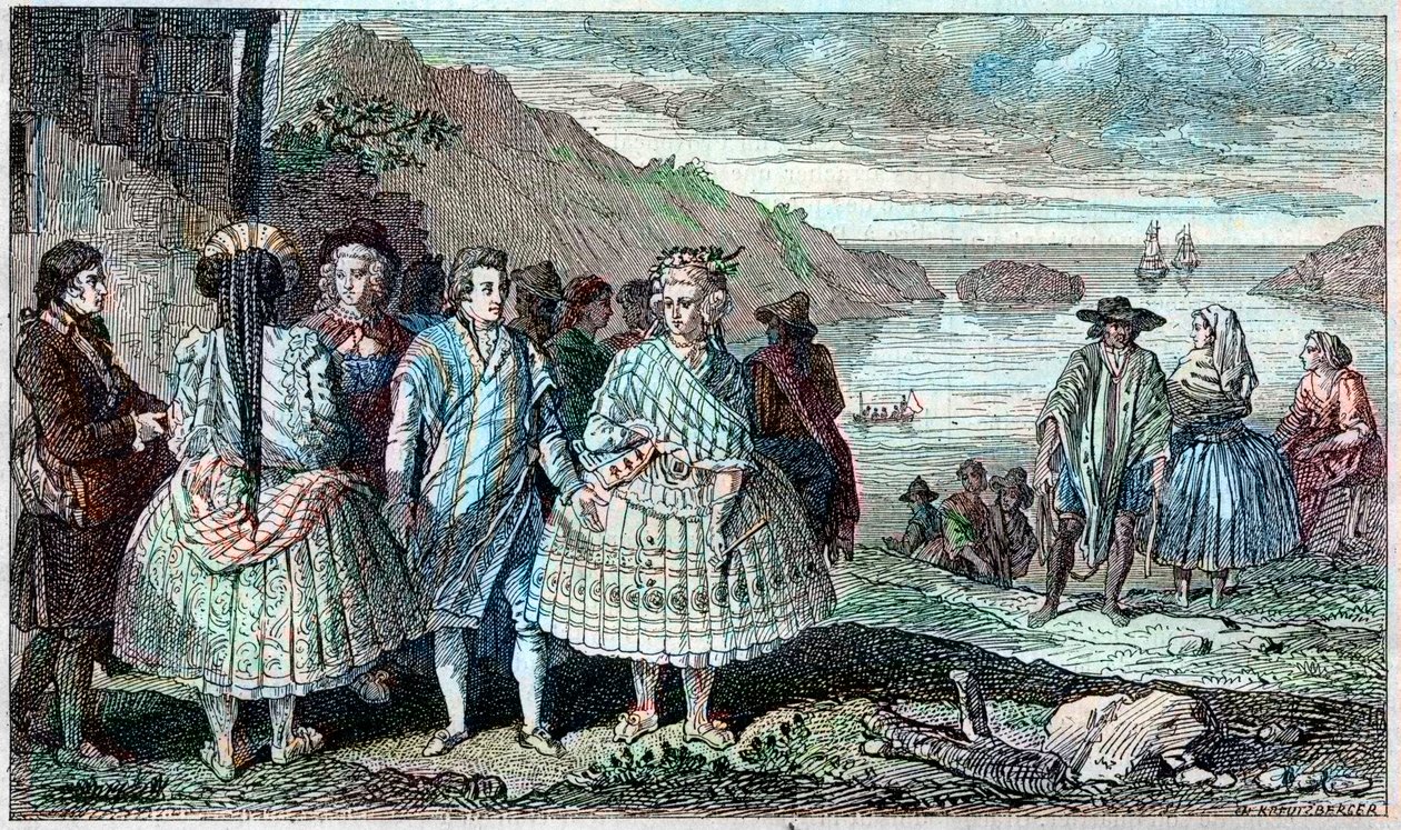 La Conception(智利)居民的服装 - Atlas du Voyage de La Perouse (Laperouse) around the world during the years 1785-1788, Paris 1797. 作者 法语学校
