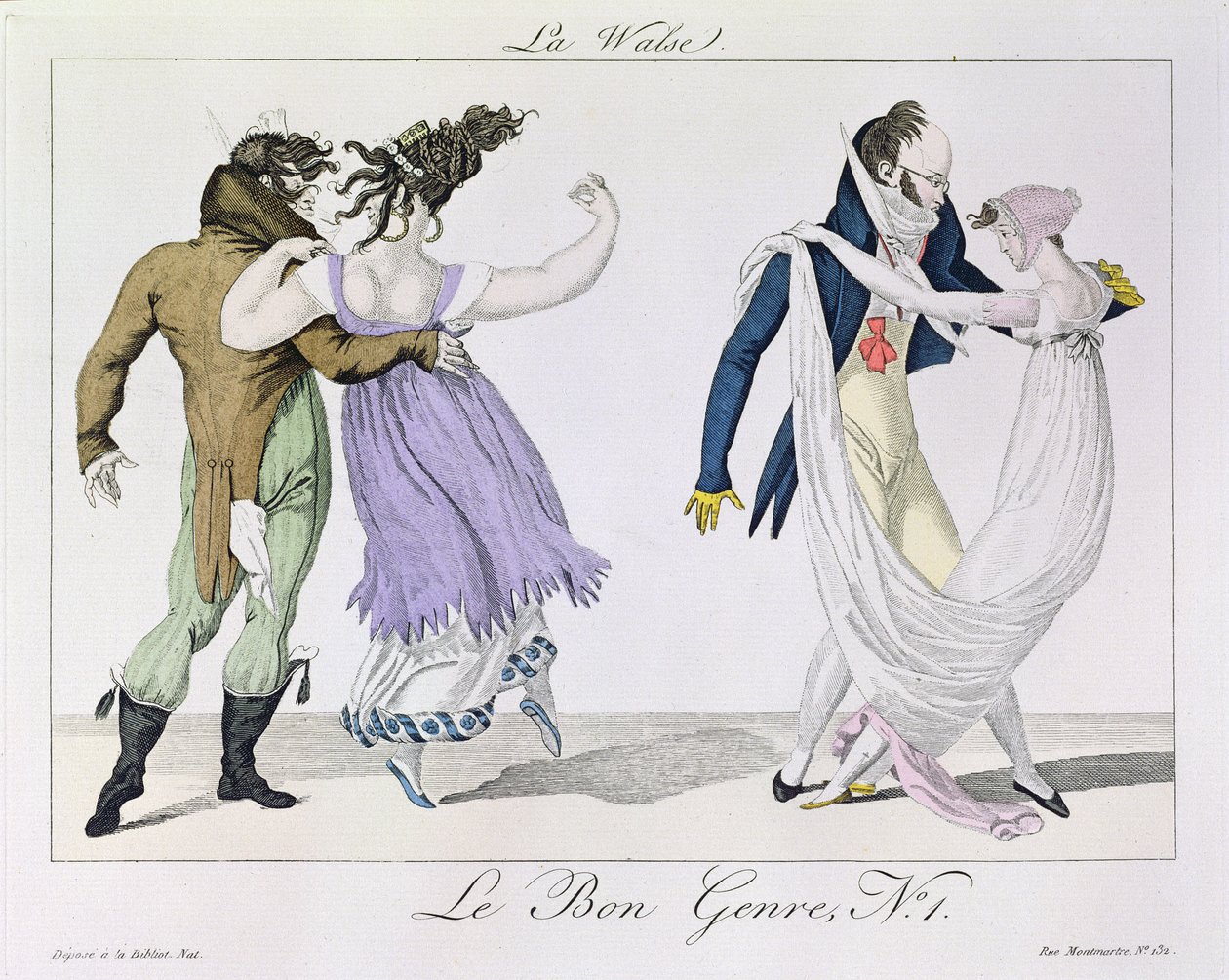跳舞华尔兹的夫妇，来自Le Bon Genre，1810年 作者 法语学校