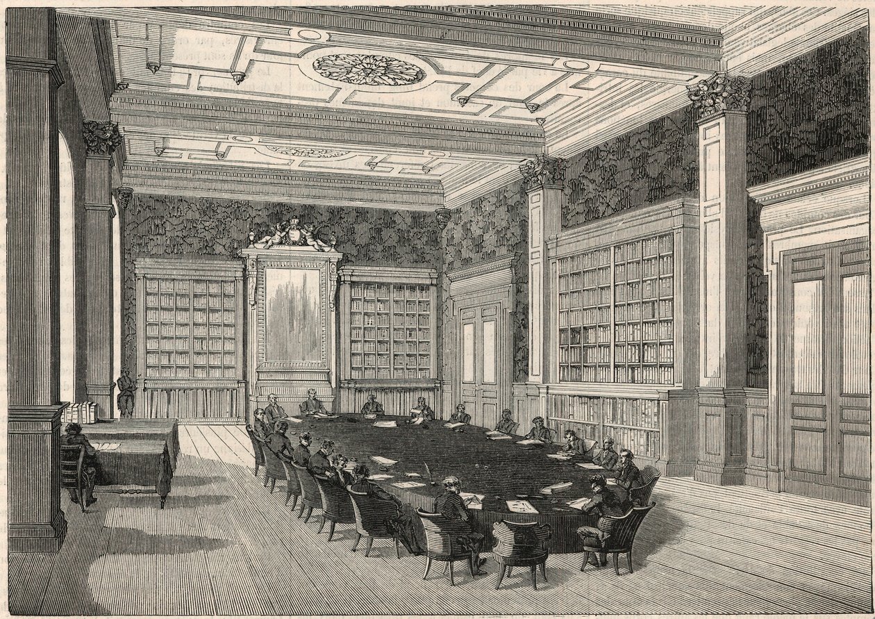 Cour des comptes - bibliotheque et salle du conseil - Engraving in “Tableau-de-Paris” by Edmond Texier 1852 作者 法语学校