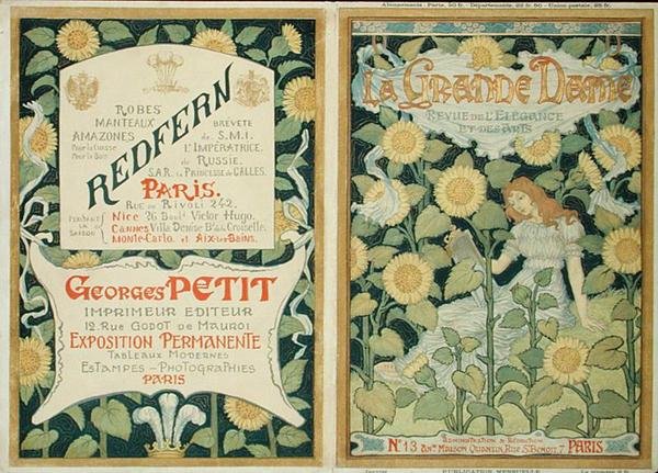 La Grande Dame》的封面设计，约1890年代（彩色平版印刷）。 作者 法语学校