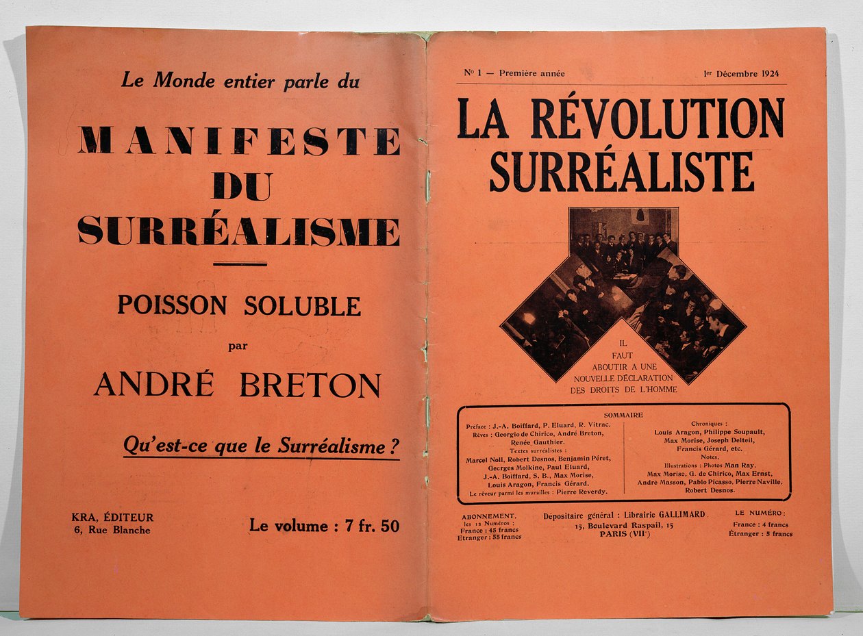 1924年12月1日第一期La Revolution Surrealiste杂志的封面 作者 法语学校