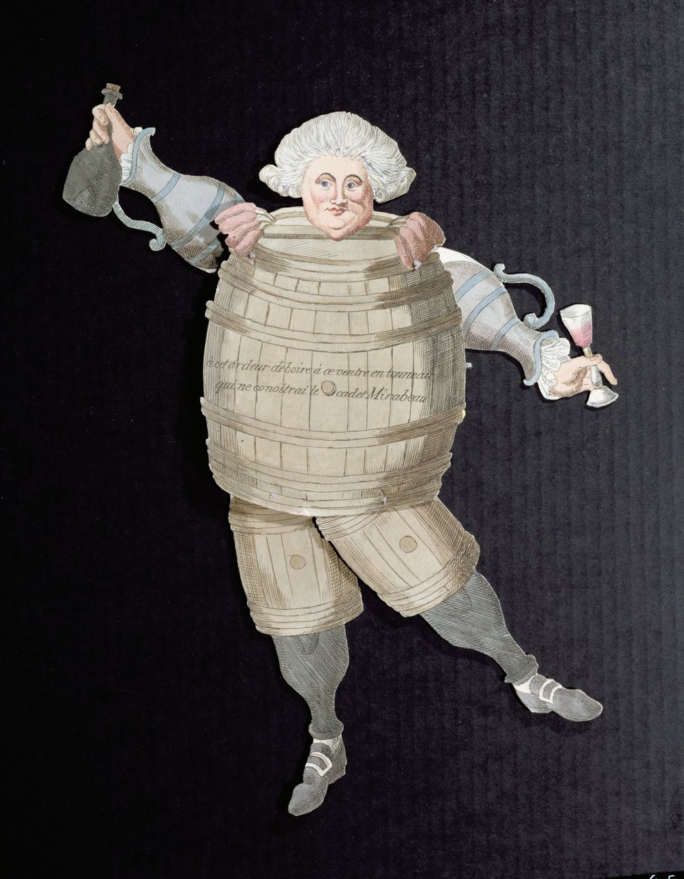 Louis Riqueti的剪影（1754-92）Mirabeau的子爵，绰号Mirabeau-Tonneau（桶）c.1790（彩色雕刻）（另见191400） 作者 法语学校