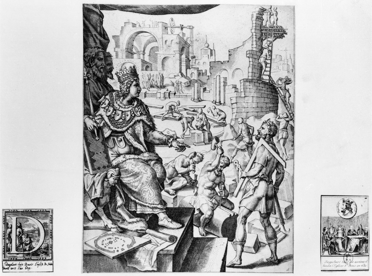 Dagobert I（605-39），弗兰克斯之王，俯瞰圣巴西圣母大厦 作者 法语学校