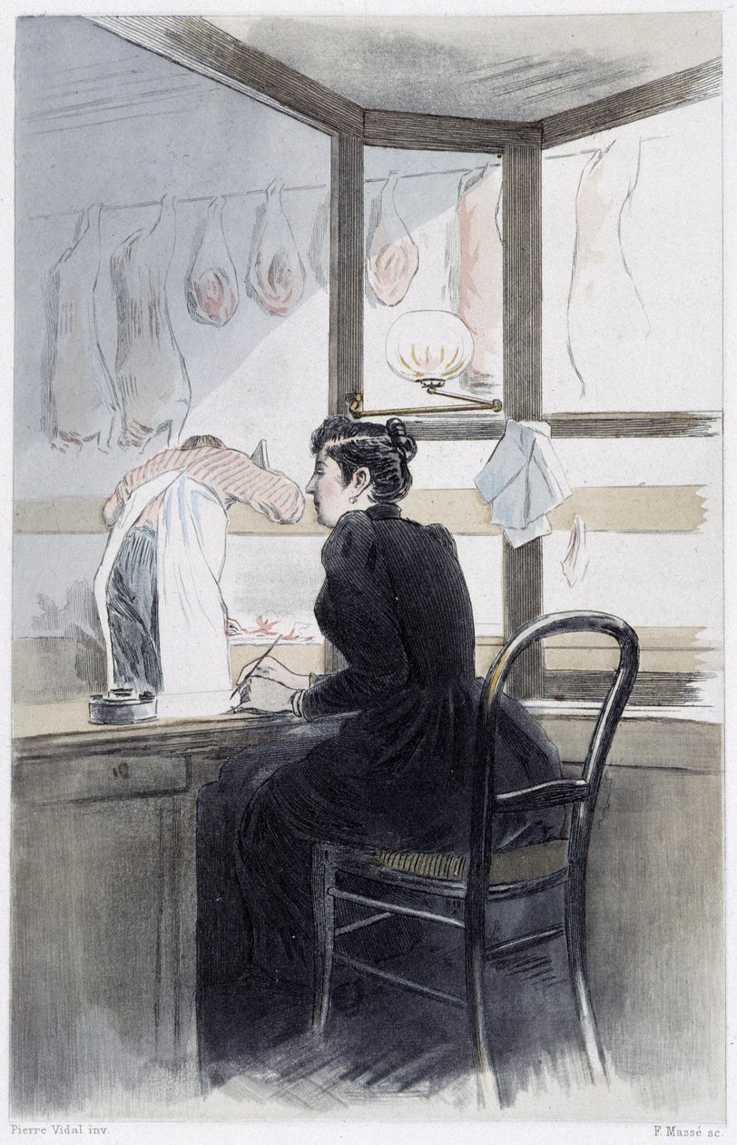 Dame de caisse (chez le boucher) - 在皮埃尔-维达尔的 "La femme à Paris "中。 作者 法语学校