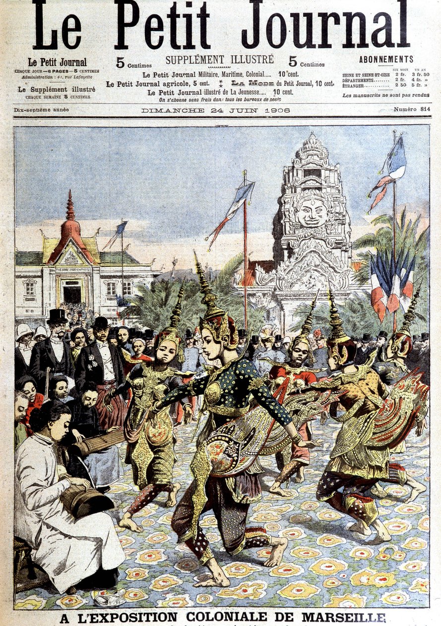 西索瓦国王的舞者，在马赛殖民展览上表演森林中的仙女之舞。 1906 年 6 月 24 日，“Le petit journal”（雕刻） 作者 法语学校