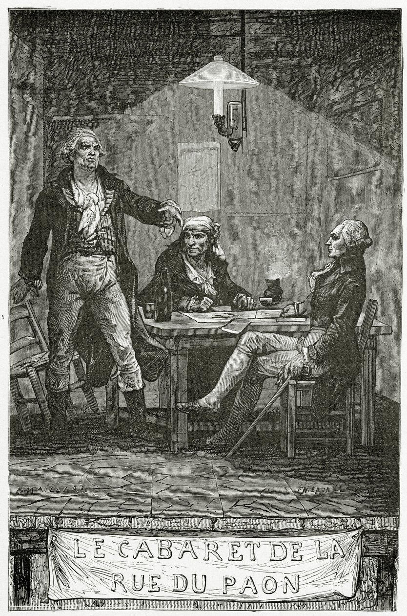 Danton，Marat，Robespierre  - 十二十三，十九世纪的插图（bw雕刻） 作者 法语学校