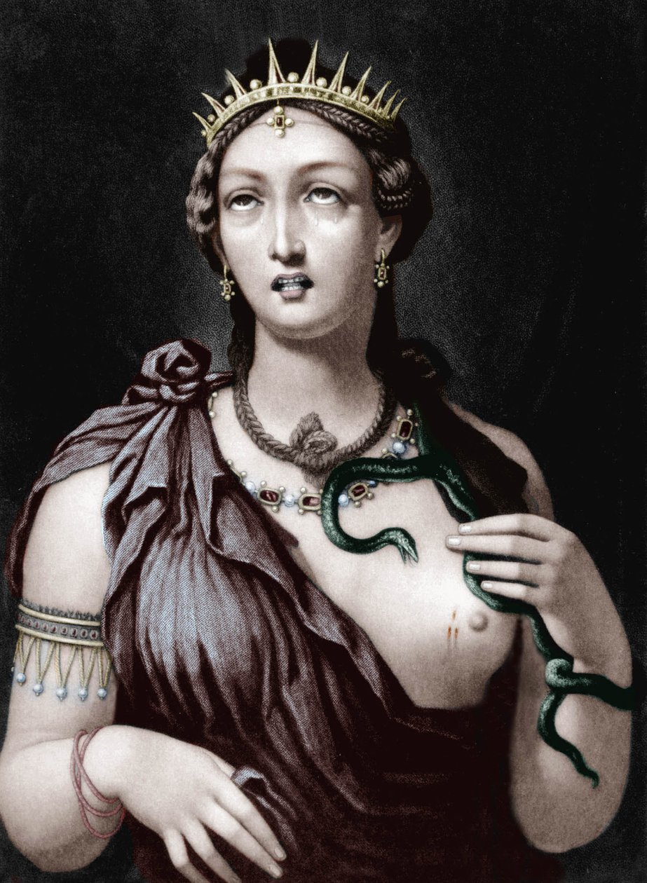 Death of Cleopatra VII, Macedonian Queen of Egypt (coloured engraving) 作者 法语学校