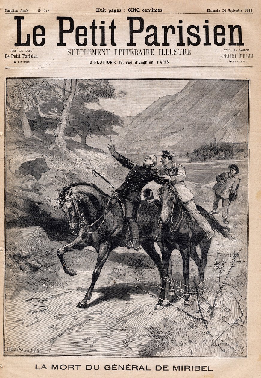 玛丽-约瑟夫-弗朗索瓦-德-米里贝尔将军（1831-1893）从阿尔卑斯山视察回来后死于中风危机。1893年9月24日《小巴黎人报》上的一篇文章。 作者 法语学校