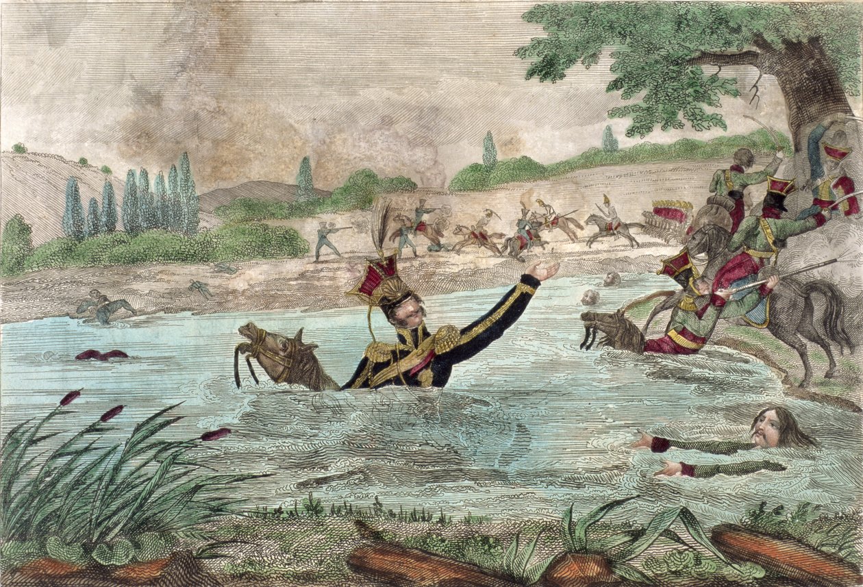 约瑟夫波尼亚托夫斯基王子（1763-1813）在埃尔斯特拉河中逝世，1813年 作者 法语学校