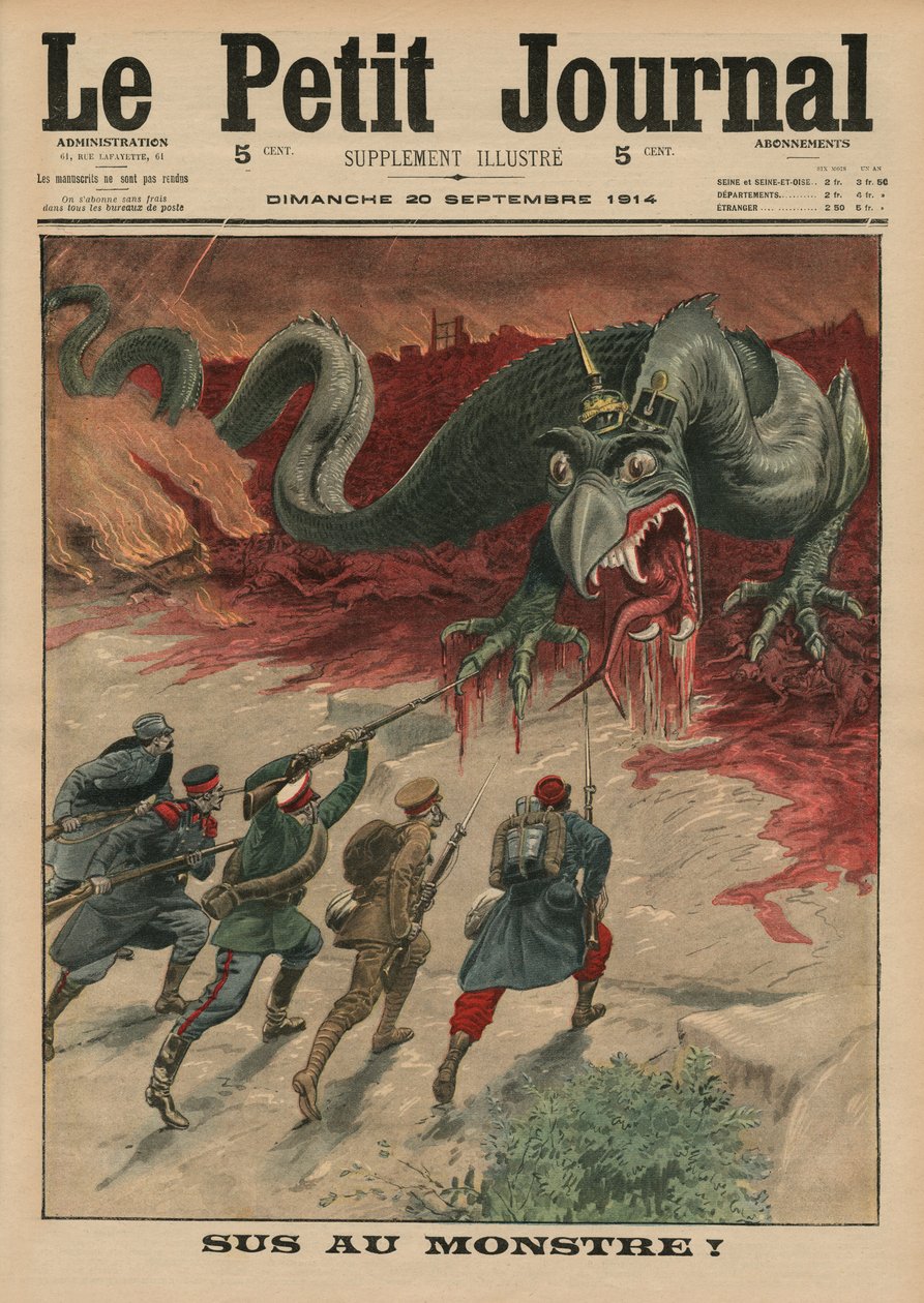 死于怪物，封面插图来自&39;Le Petit Journal&39;，补充illustre，1914年9月20日 作者 法语学校
