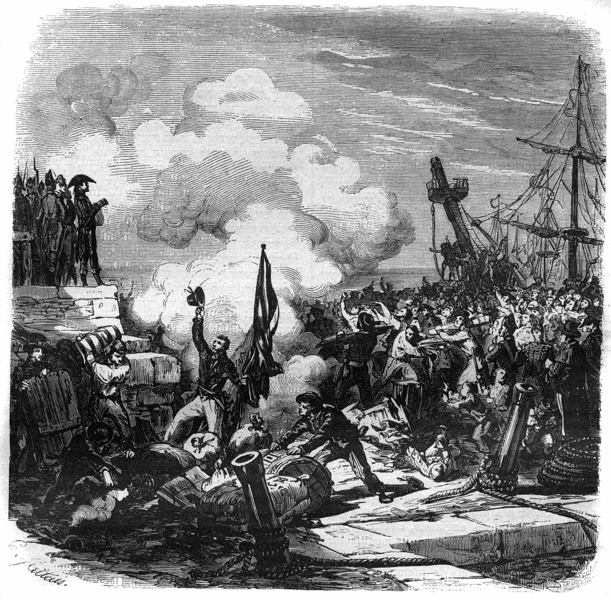1806年11月，拿破仑一世-波拿巴-拿破仑委托有关方面对英国实施柏林法令所发起的大陆封锁的宣言，拿破仑试图通过阻止英国与欧洲其他国家的贸易来毁掉英国。版画在 作者 法语学校