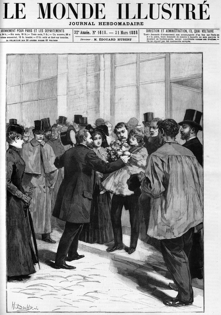 Demonstration in honour of General Boulanger at Clermont Ferrand station (Clermont-Ferrand), in “The Illustrous World” in 1888. 作者 法语学校