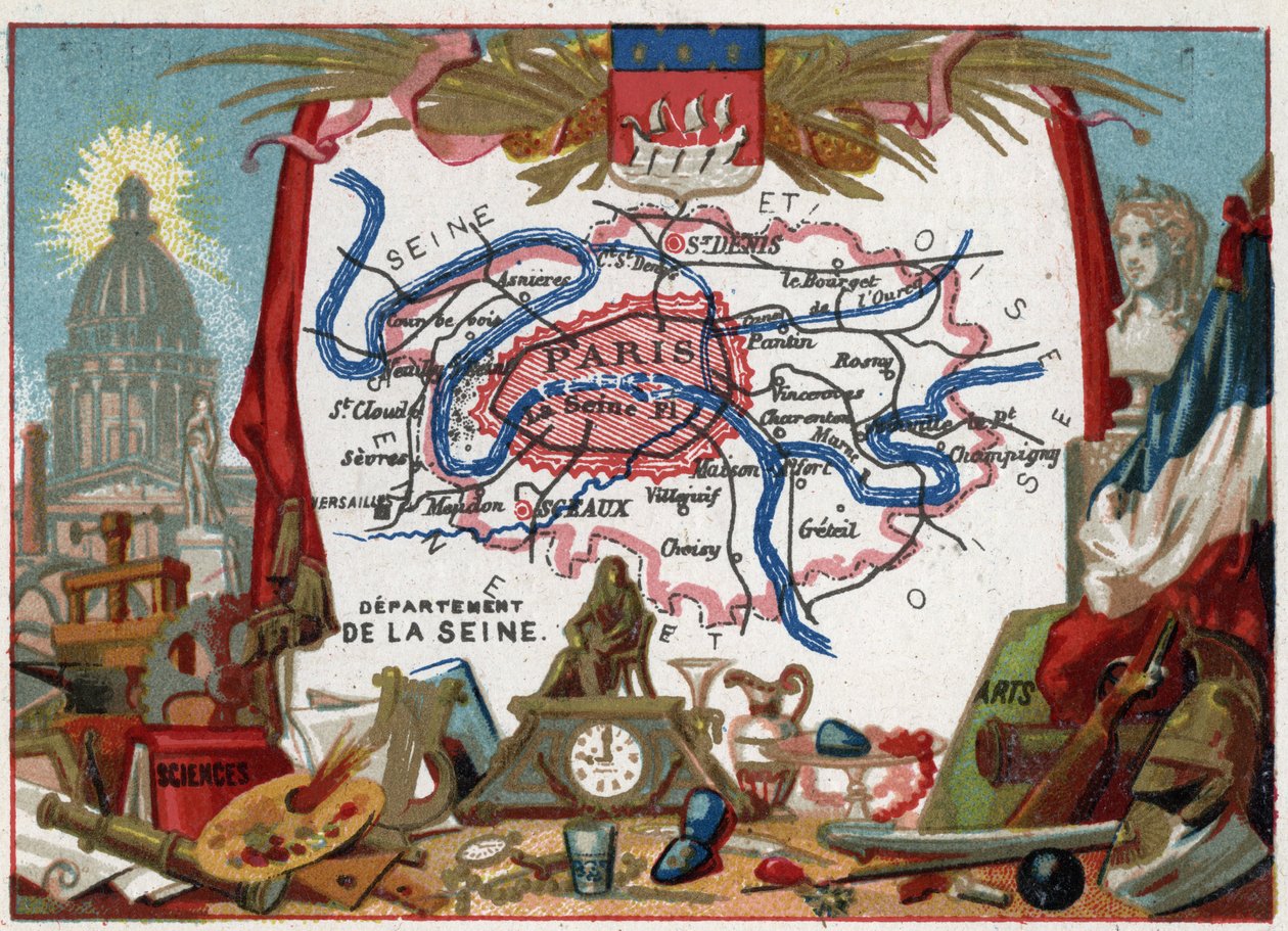 塞纳省，今天是法国法兰西岛（Ile-De-France）的巴黎（75）、上塞纳（Hauts de Seine 92）、塞纳-圣德尼（Seine Saint Denis，93）和瓦尔-马恩（Val de Marne，94）等部门。法兰西学院和象征 作者 法语学校