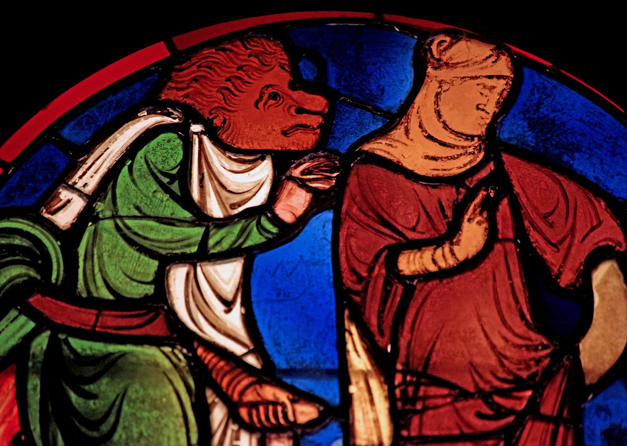 描绘一个魔鬼和一个女人，前Ste Chapelle，海湾D. 作者 法语学校