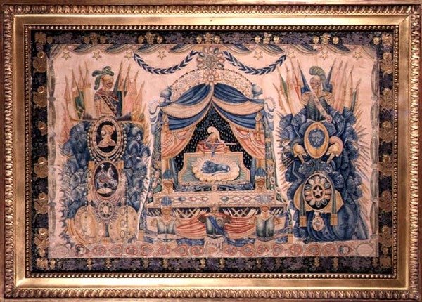 带战利品的拿破仑军事纪念碑设计，约1830年（纸上水彩）。 作者 法语学校