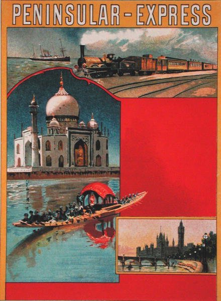 Peninsular Express的广告海报设计，20世纪初（彩色平版印刷）。 作者 法语学校