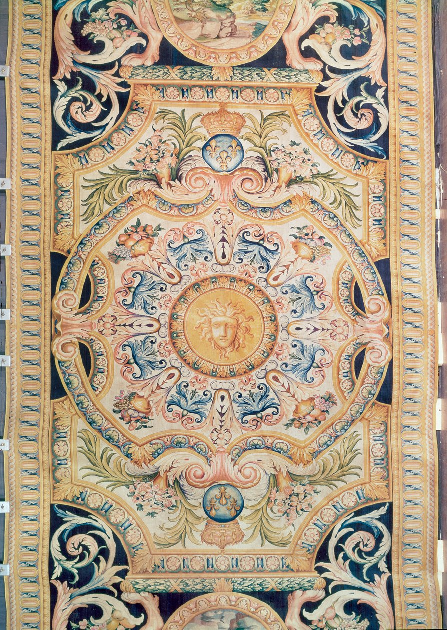 Detail of a Savonnerie carpet made for the Grande Galerie of the Louvre, c.1680 (wool) 作者 法语学校