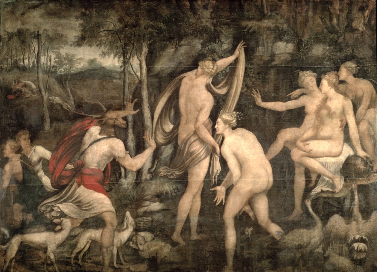 Diana和Actaeon，枫丹白露学校，16世纪中期 作者 法语学校