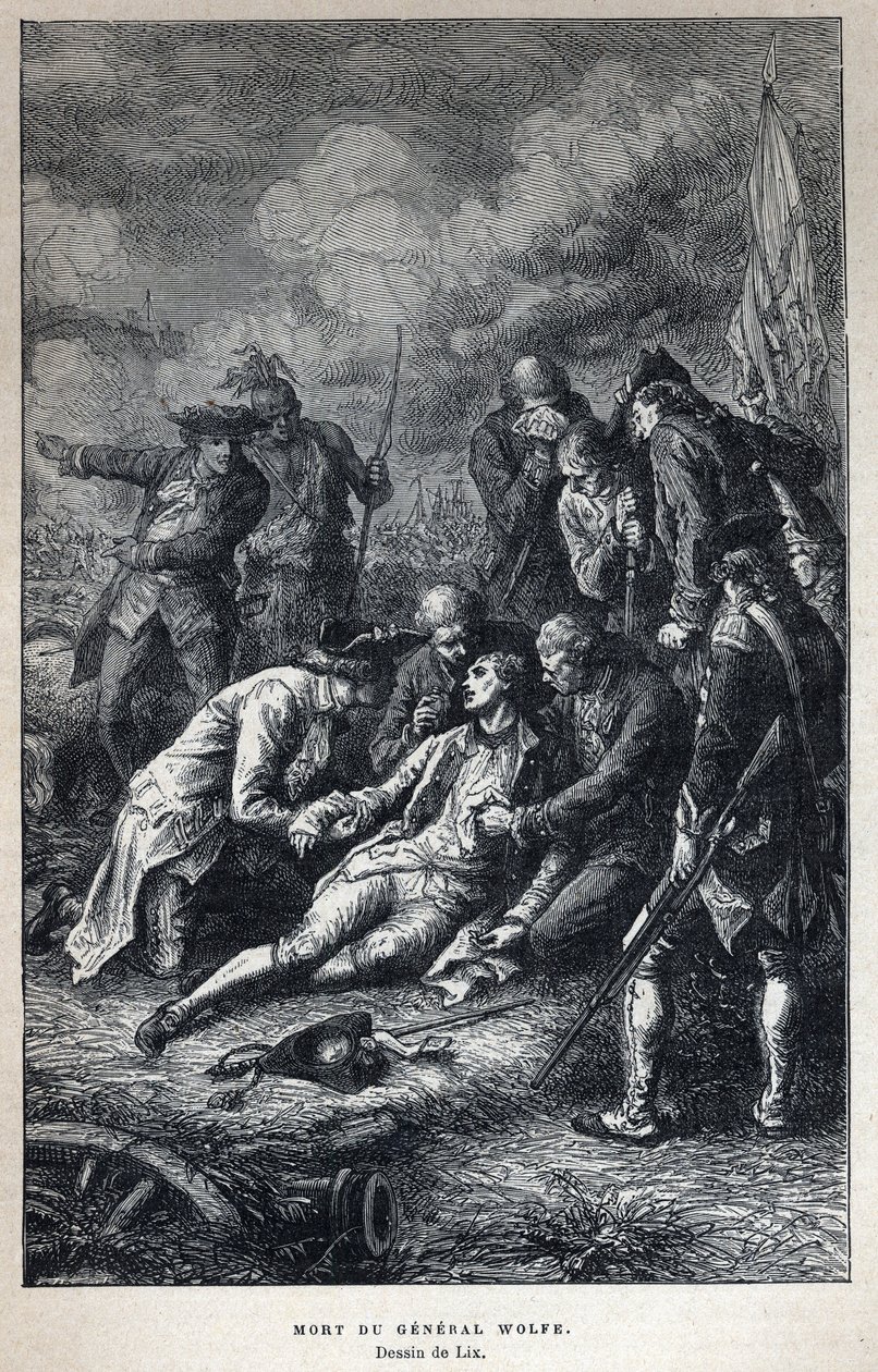 发现加拿大。詹姆斯-沃尔夫将军（1727-1759）于9月13日在魁北克战役中死于英军。 作者 法语学校