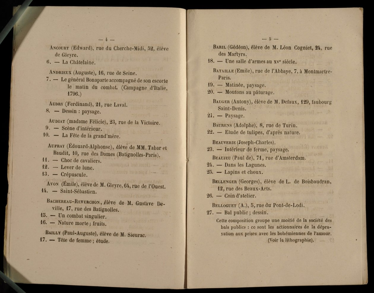 双重页面来自沙龙des Refuses，1863年 作者 法语学校