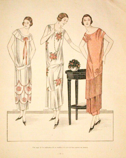 妇女的连衣裙，来自 "La Veritable Mode Francaise de Paris"。 作者 法语学校