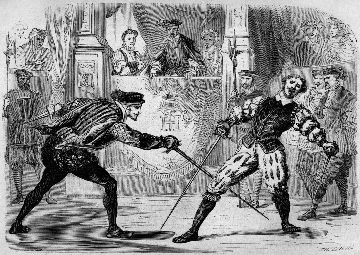 Francois de Vivonne de la Chataigneraie 与 Guy de Chabot，Baron de Jarnac 的决斗，法国圣日耳曼拉耶，7 月 10 日 作者 法语学校