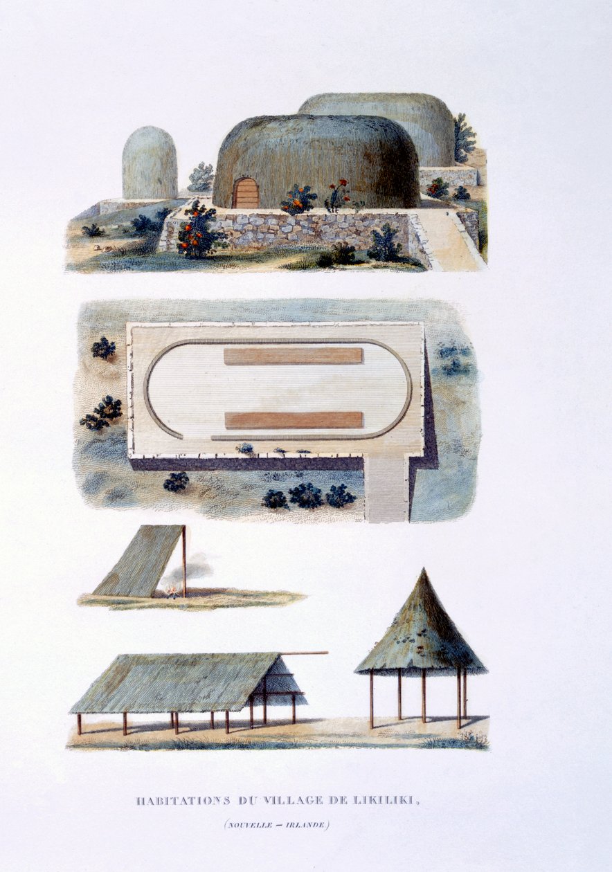 1826年，新爱尔兰Likiliki村的住宅 作者 法语学校