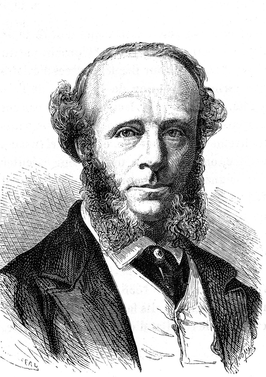 爱德华·奥兰治·怀尔德曼·怀特豪斯 (Edward Orange Wildman WITEHOUSE) (1816-1890)，跨大西洋电报电缆的英国电气工程师。 雕刻1868 作者 法语学校