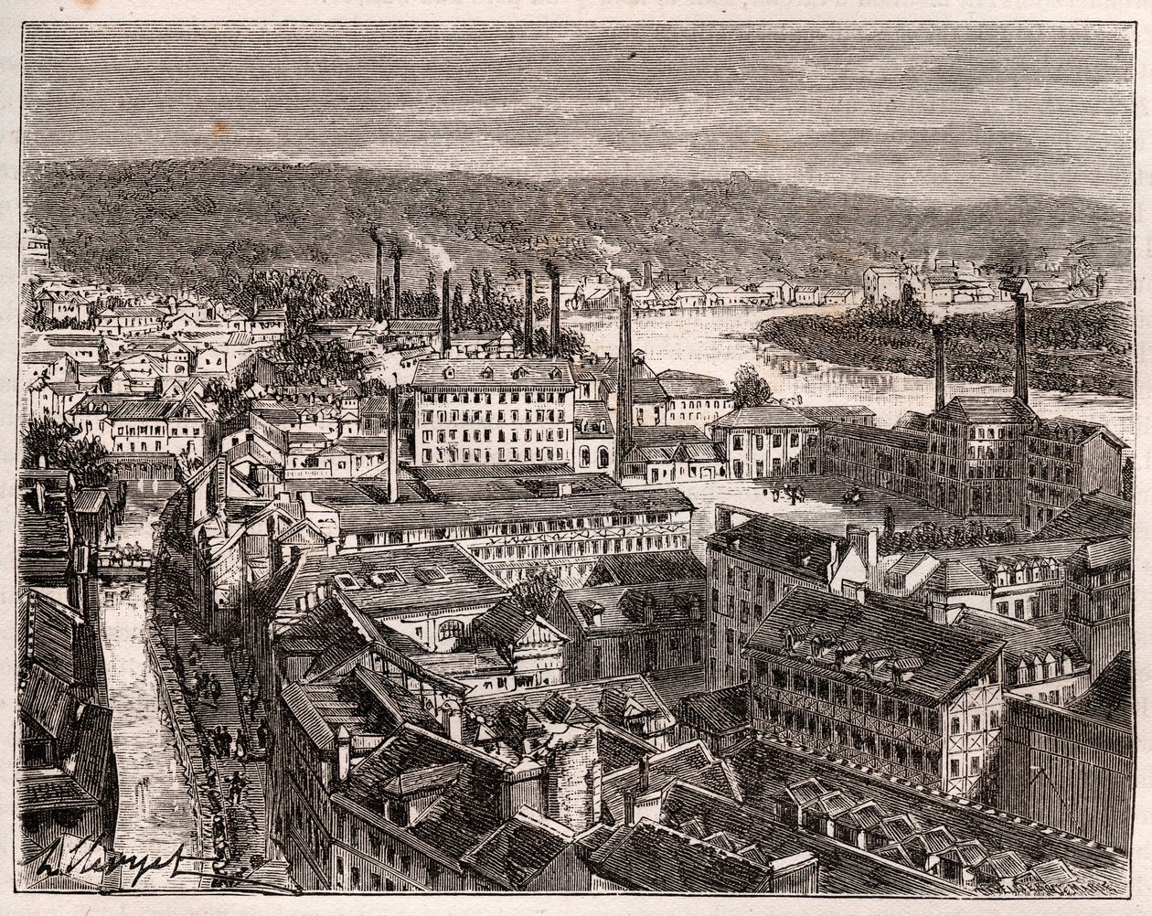 Elbeuf - Seine-Maritime - 在V.A. Malt-Brown的 "La France illustrstree: geographie, histoire, administration statistique "中雕刻。1884 作者 法语学校