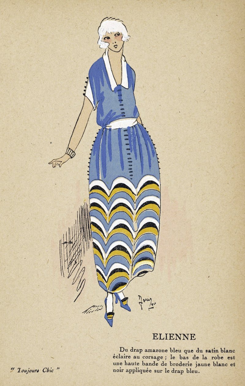 伊莲娜》，选自《Toujours Chic》，1921-22 年出版（模板印刷品） 作者 法语学校