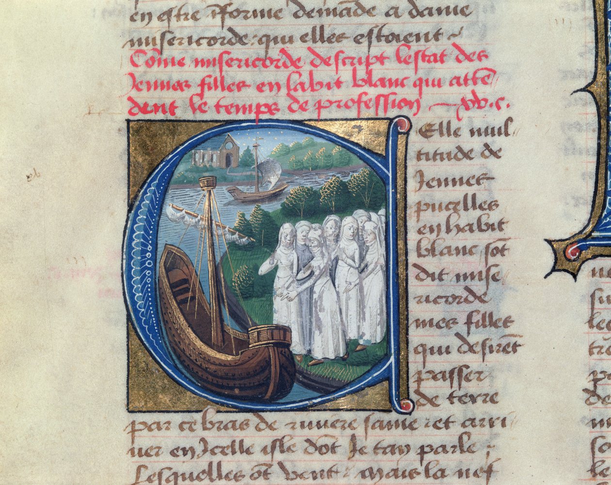巴黎上帝的慈善修女姐妹团，来自Jean Henry的The Dieu的生命册，c.1482 作者 法语学校