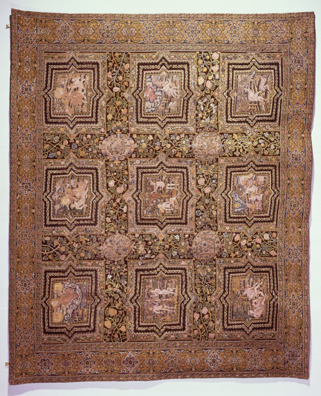 带有圣经场景的刺绣桌布，c.1600（亚麻帆布上的羊毛和丝绸） 作者 法语学校