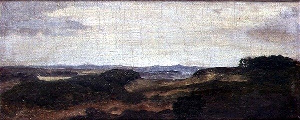 风景画》，约1820年（纸上油画）。 作者 法语学校