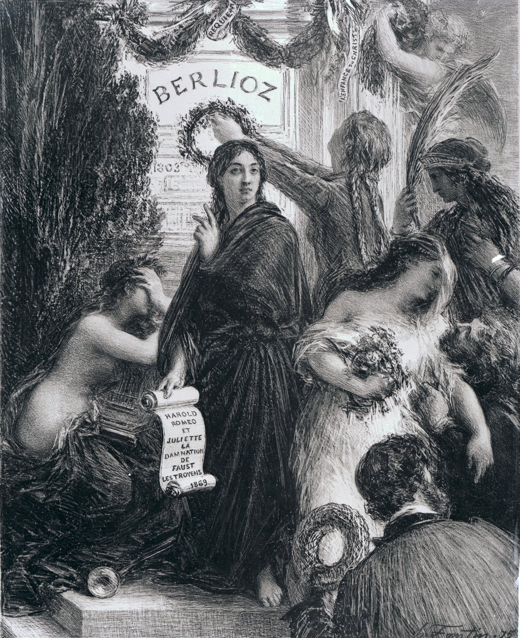 雕刻致力于纪念Hector Berlioz，1869年 作者 法语学校