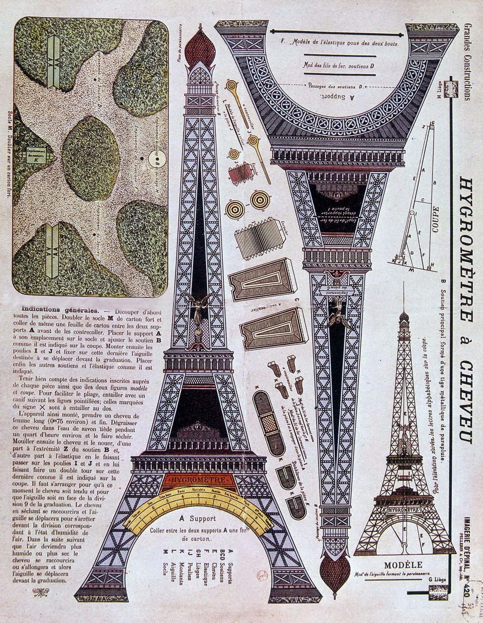 埃菲尔铁塔上 1908 年的 Epinal 成像编号 420（Grande Construction）。 作者 法语学校
