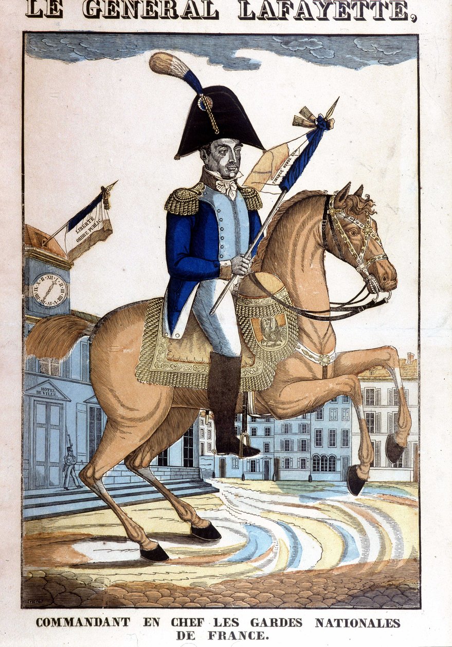 法国国民警卫队总司令拉法叶将军 (Lafayette) 的马术肖像 作者 法语学校