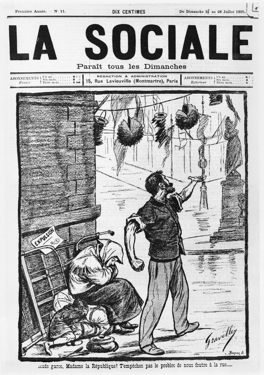 驱逐，来自La Sociale的封面，1895年7月21日至28日 作者 法语学校